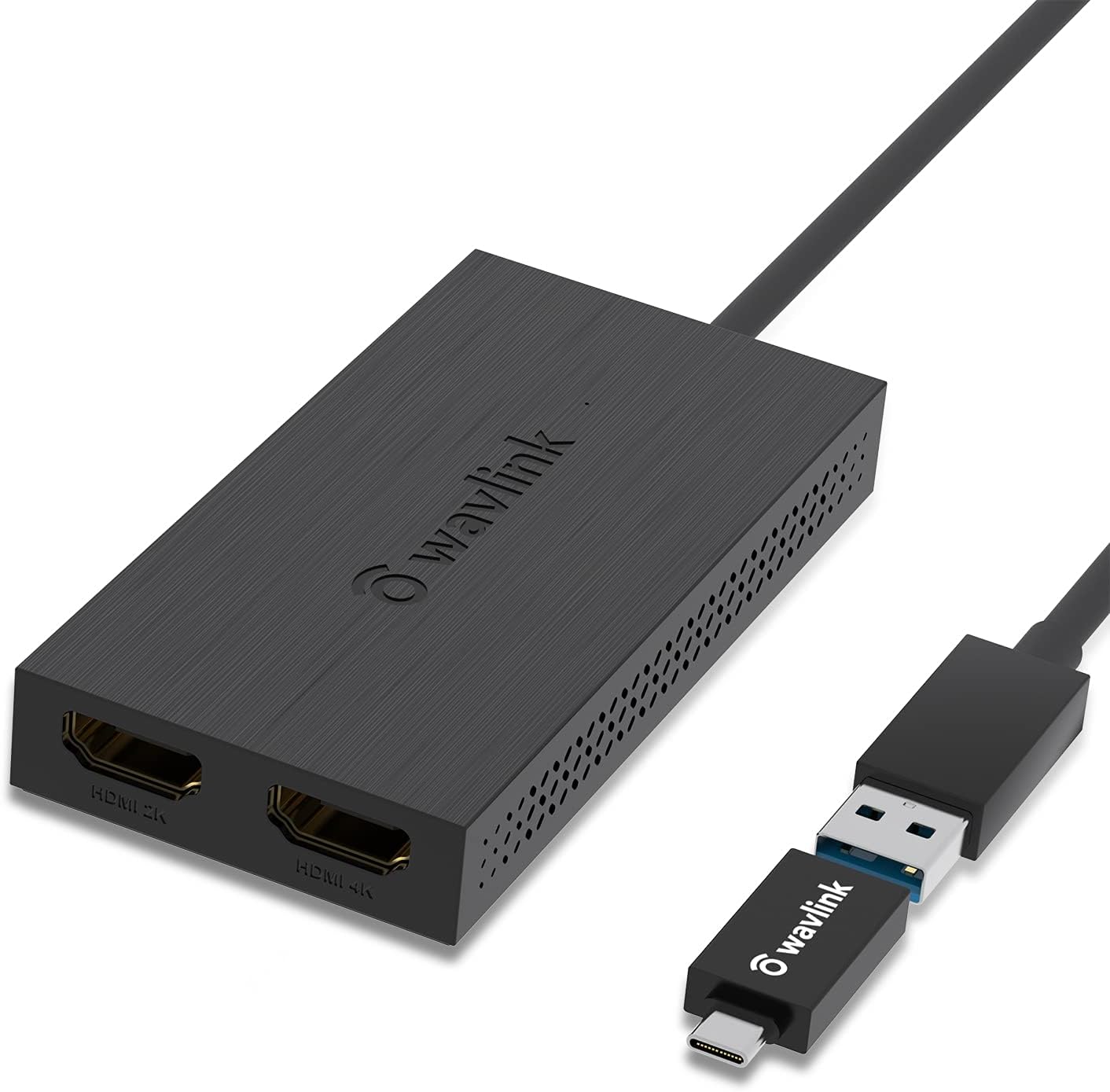 WAVLINK USB 3.0 to Dual HDMI Video Graphic Adapter, 4K@30Hz Multi-Display Converter, Support Windows Mac OS Android Chrome, Perfect for Home Theater, Playing Games, Meeting or Corporate Training
