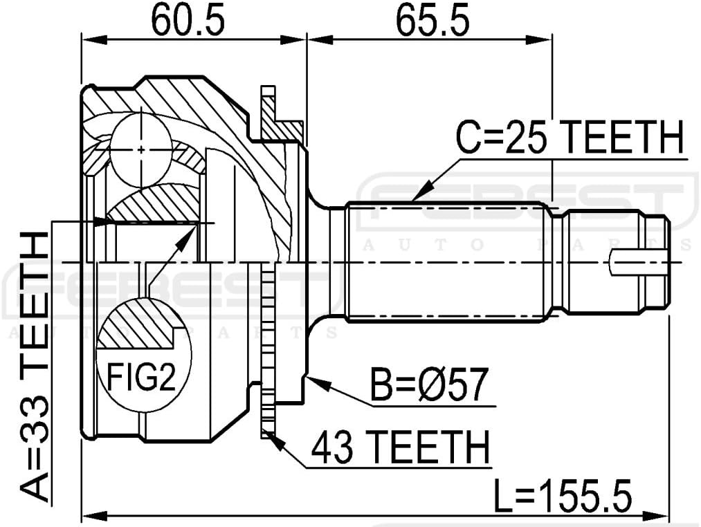 MR980132 - 1 Year Warranty - FEBEST # 0410-044A43 Pack of 2