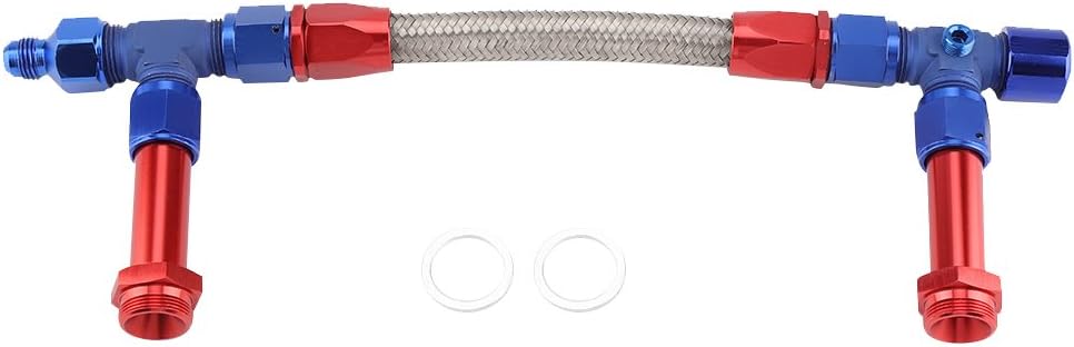 Dual Feed Fuel Line Kit, Akozon AN8 Braided Dual Feed Fuel Line Kit Carb Fittings for 4150 Based Carb W/ AN6 Adapter for holly carburetor 4 barrel double pumper dual feed line holley Pack of 2