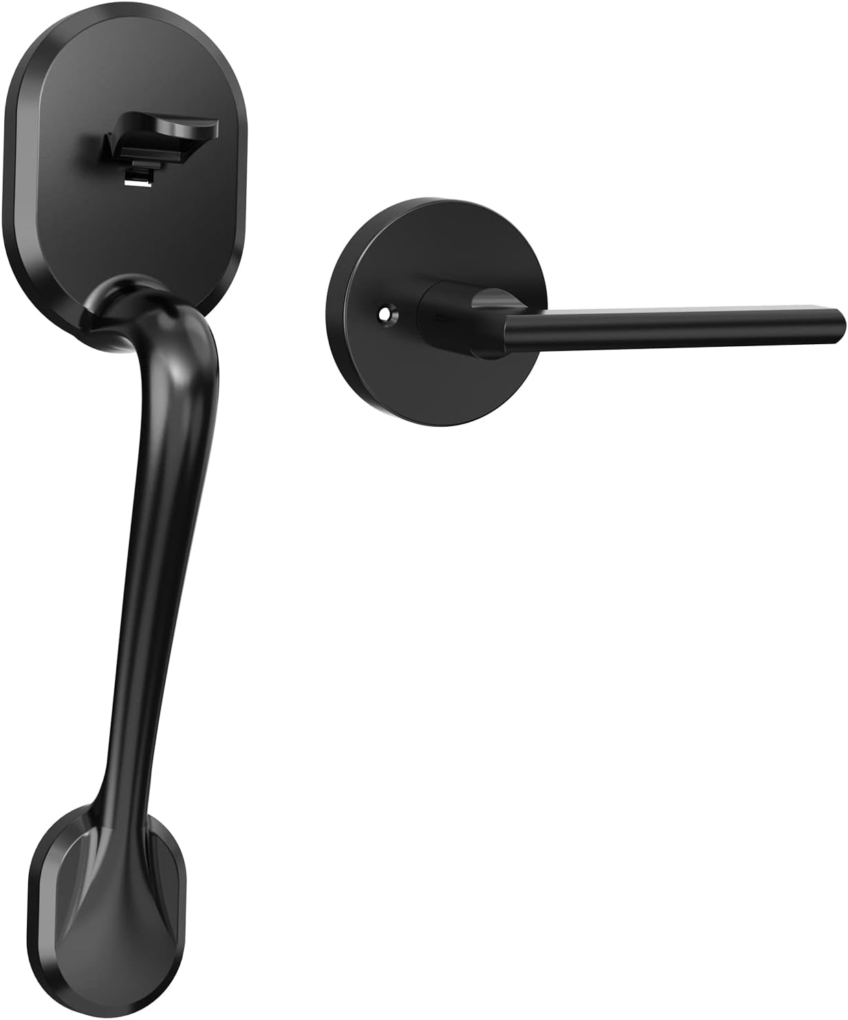 Front Door Handle, SMONET Entry Door Handleset with Door Lever for Right and Left Side Doors Single Cylinder Easy to Install for Homes Matte Black