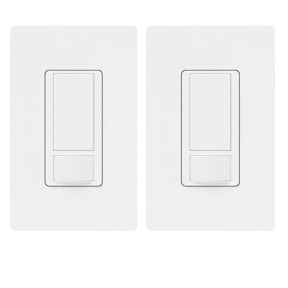 Lutron Maestro 2 Amp Motion Sensor Switch with Wallplate, Single-Pole, White (2-Pack)
