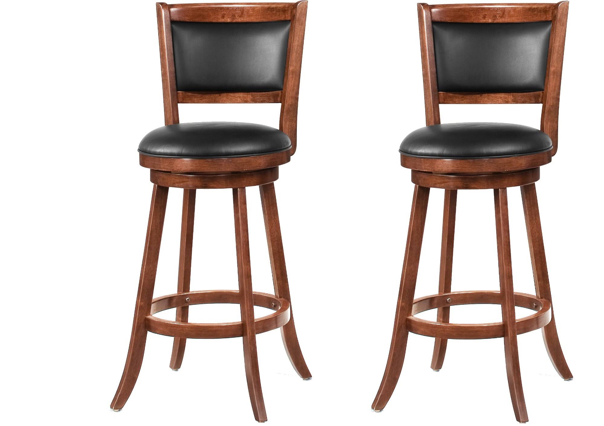 Transitional Chestnut and Black Swivel Bar Stool (Set of 2) - Antony
