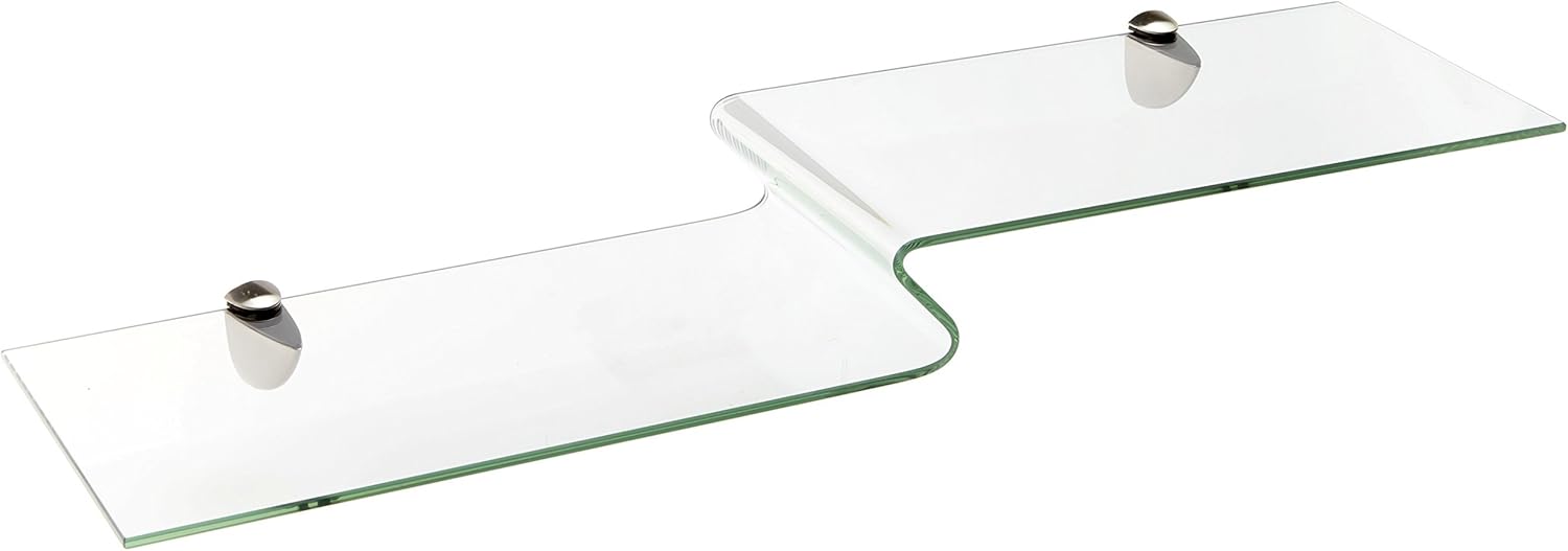 Spancraft Glass Kingbird Bent Glass Shelf, Chrome Bracket, 8 x 32 Pack of 2