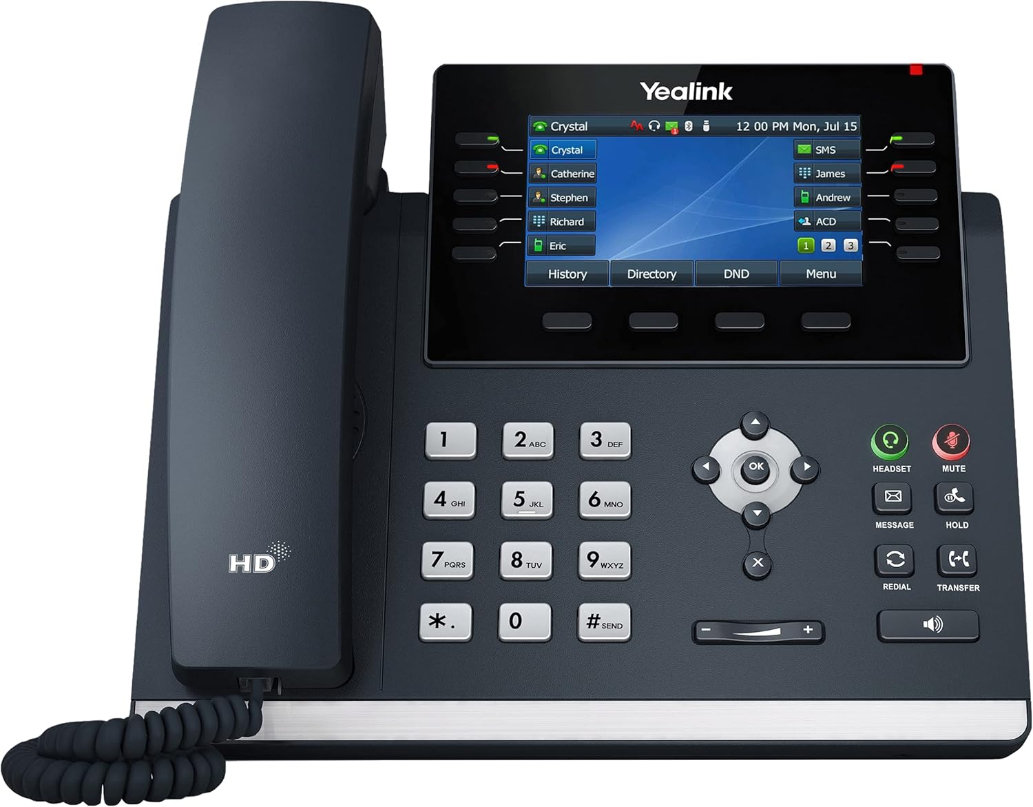 Yealink T46U IP Phone, 16 VoIP Accounts. 4.3-Inch Color Display. Dual USB 2.0, Dual-Port Gigabit Ethernet, 802.3af PoE, Power Adapter Not Included (SIP-T46U)