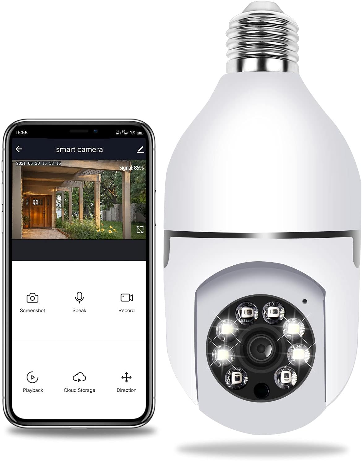 Pan Tilt Security Light Camera, Full HD 1080P Wireless Wi-Fi IP Camera, Home Surveillance CCTV Cameras with Motion Detection/Siren Alarm/Night Vision/Remote Viewing Pack of 2