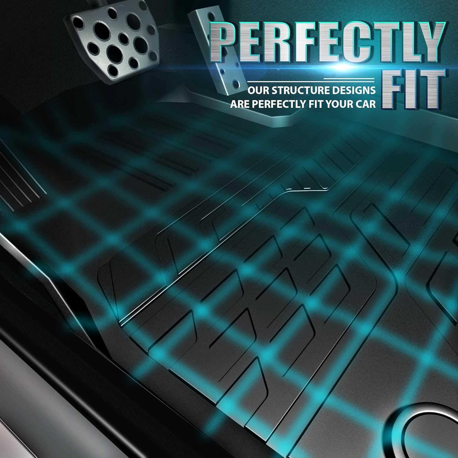 Car Floor Mats Compatible with 2016-2021 Honda Civic Sedan/Hatchback/Type R, TPE Black All Weather Protection Front & 2nd Seat Floor Liners