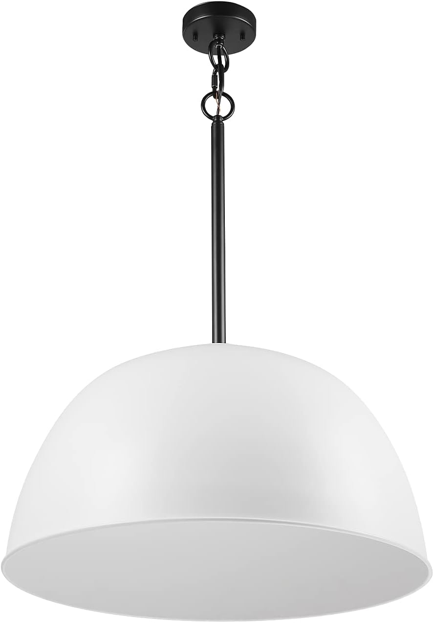 Globe Electric 60401 Warren 1-Light Pendant, Matte White, Dark Bronze Accents