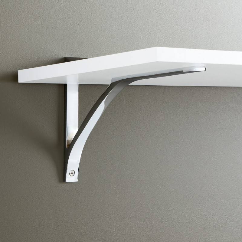 Signature Hardware 945829-10 Basilio 17-3/8 inch Brass Shelf Bracket - Chrome, Silver