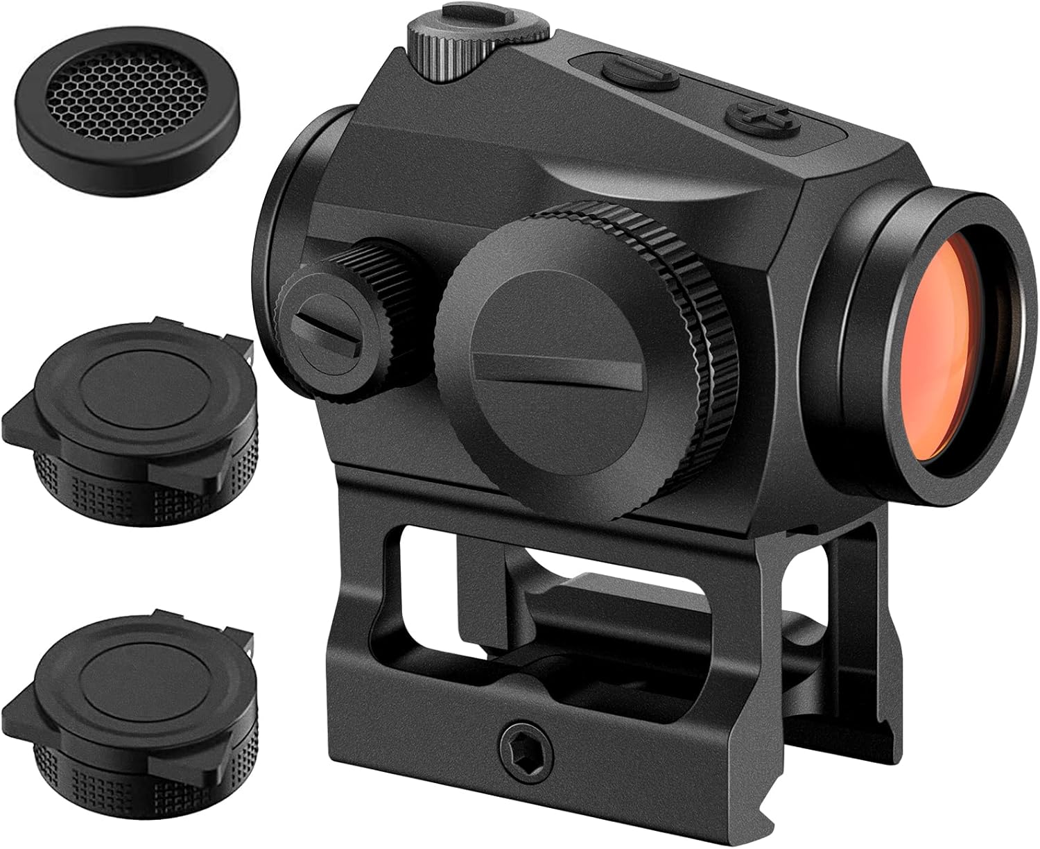CVLIFE 2 MOA Red Dot Sight Auto On & Off 1x20mm Compact Reflex Sight with Flip Lens Covers, Low Profile and Absolute Co-Witness Mount, Black