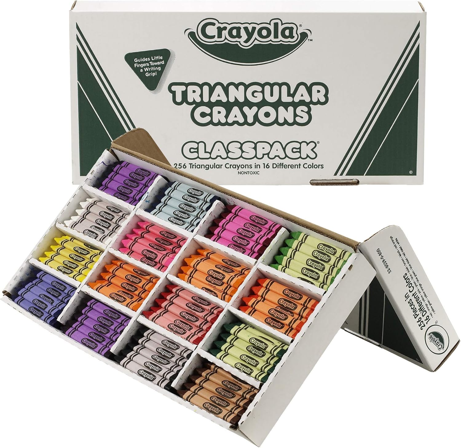 Crayola Triangular Crayon Classpack, 16 Assorted Colors, 256 Count ,Large Pack of 2