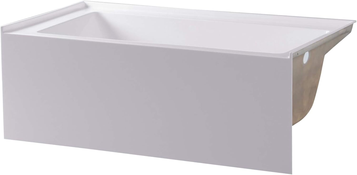 Fine Fixtures Acrylic/Fiberglass Soaking Bathtub, Exclusive Small Size 54