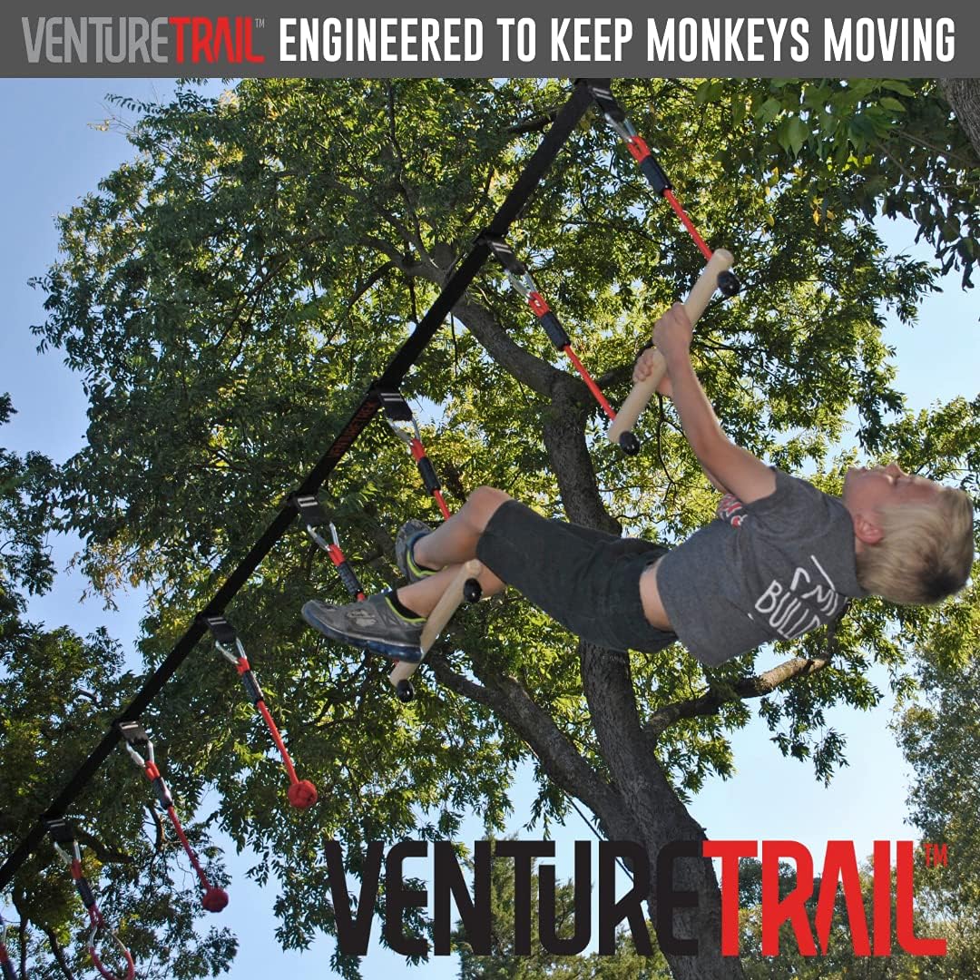 VENTURETRAIL 50FT American Ninja Warrior Obstacle Course for Kids, Ninja Warrior Kids, Ninja Slackline for Backyard, Ninja Warrior Obstacle Course for Kids, Ninja Course Kids, Ninja Kids Toys Outside
