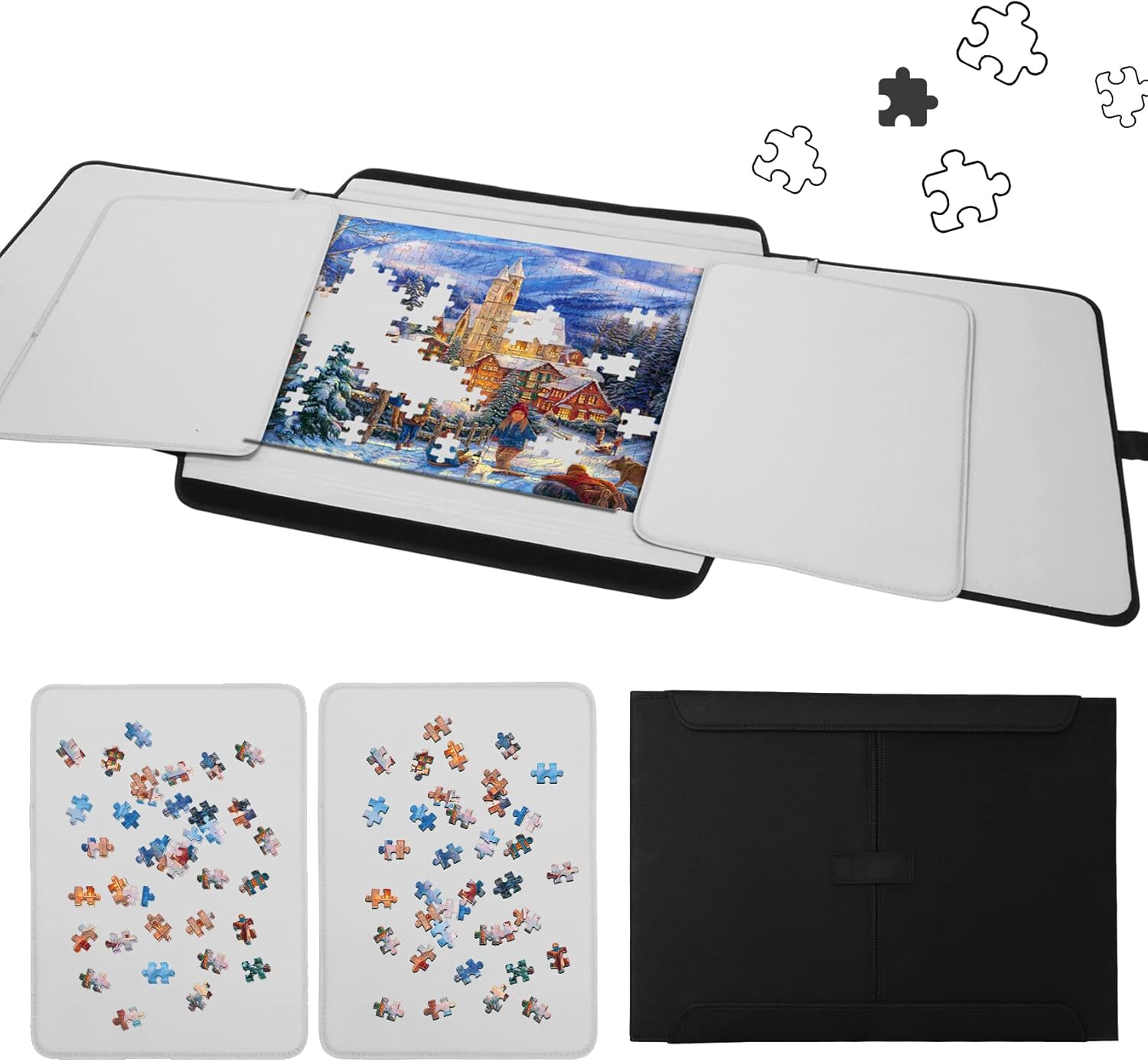 Lovinouse 1500 Pieces Jigsaw Puzzle Board with 2 Sorting Tray, Portable Puzzles Storage Case Saver, Non-Slip Surface (1500 Piece)