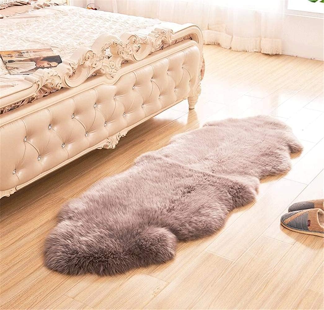 Gracefur Area Rug Genuine Sheepskin Rug Soft Lambswool Throw Rug Decorative Rug for Bedroom Sofa Floor (2*6ft, Beige)