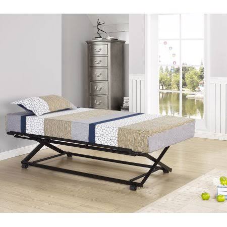 Archer 17 inchh Pop-Up Trundle High Riser Bed Frame, Black Metal, 39'' Twin (FOR Daybeds)