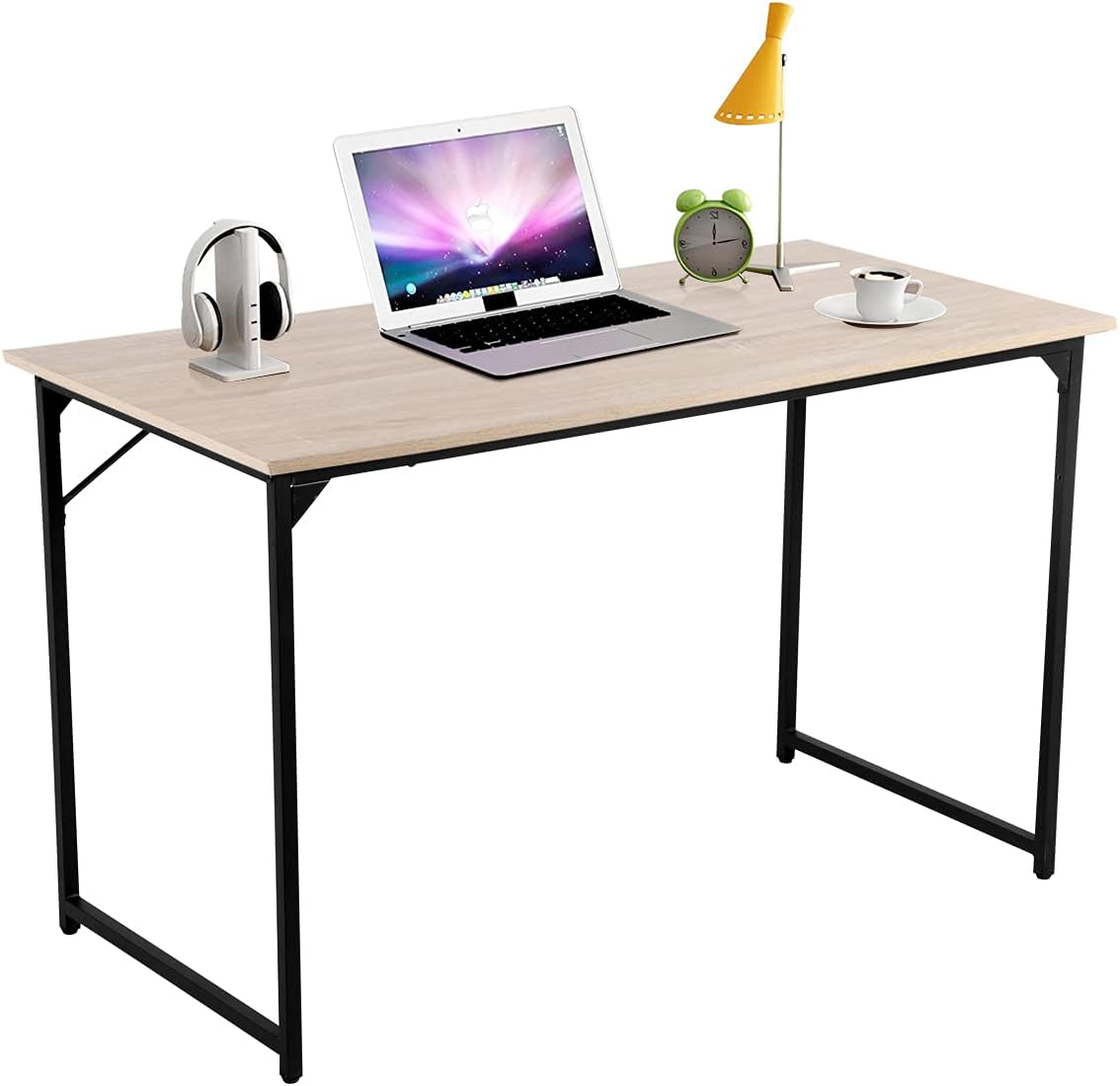 47.2 inches Computer Desk Office Work Desk Writing Desk Space Saving Easy to Assemble for Home Office Writing Computer Black Metal Frame Rustic Brown Pack of 2