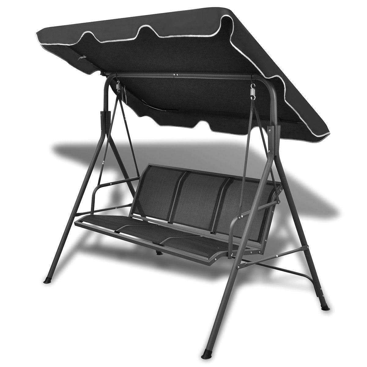 OnlineGymShop CB18692 Outdoor 3 Person Swing Canopy - Black