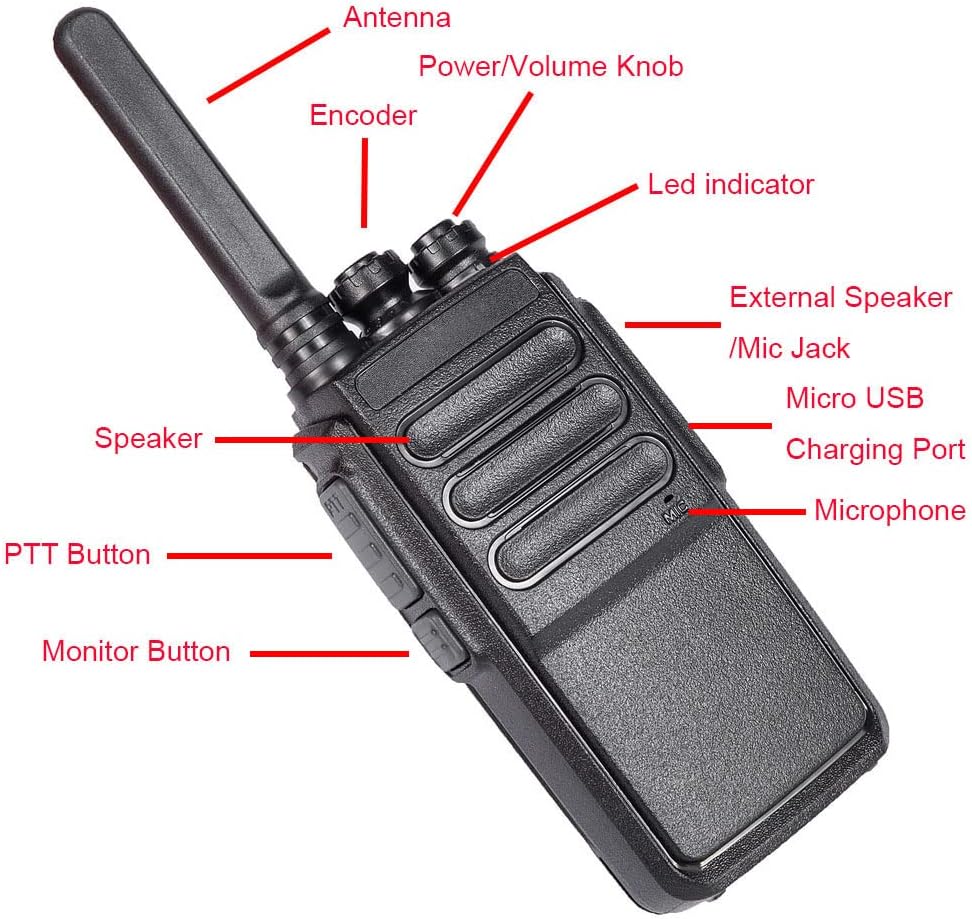 Long Distance Walkie Talkies Rechargeable, F100 Two Way Radio with 12pcs Batteries and Six Way Multi Gang Charger（6PACK）