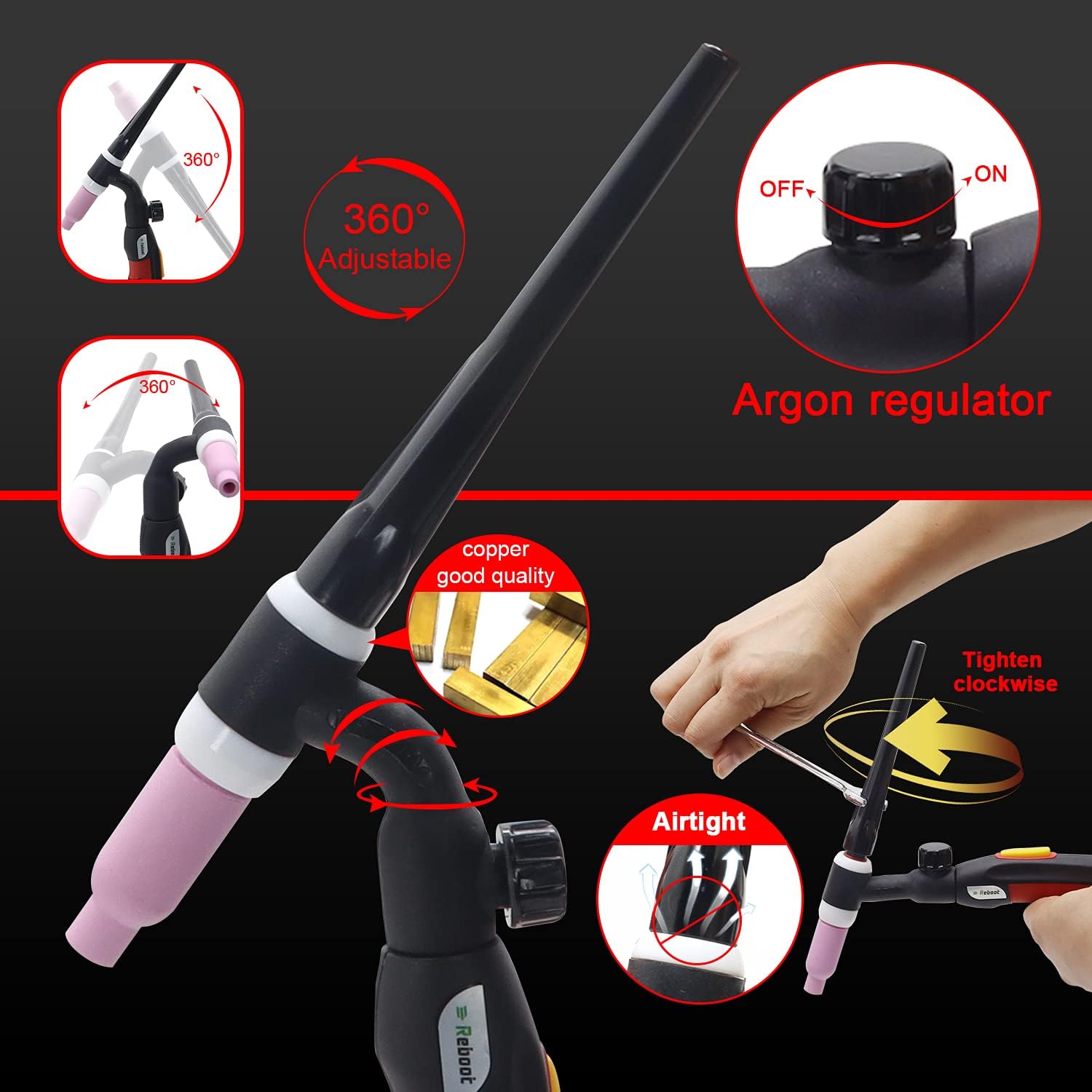 TIG Welding Torch WP17FV Flexible 13 Feet Air Cooled with 10-25/35-50 Plug Valve 0.04