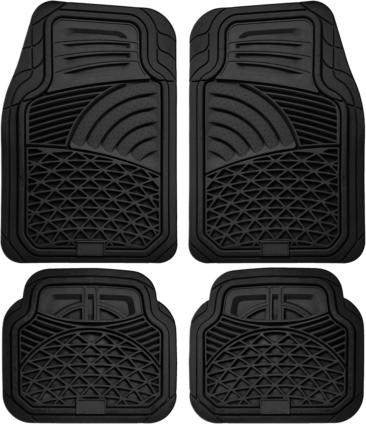 Floor Mats for Cars Trucks SUVs (4 Piece Set) All Weather Heavy Duty Rubber Car Accessories Best for Auto Truck SUV Van Waterproof Interior Automobiles Liners Covers - Black Semi Custom Tactical Mat