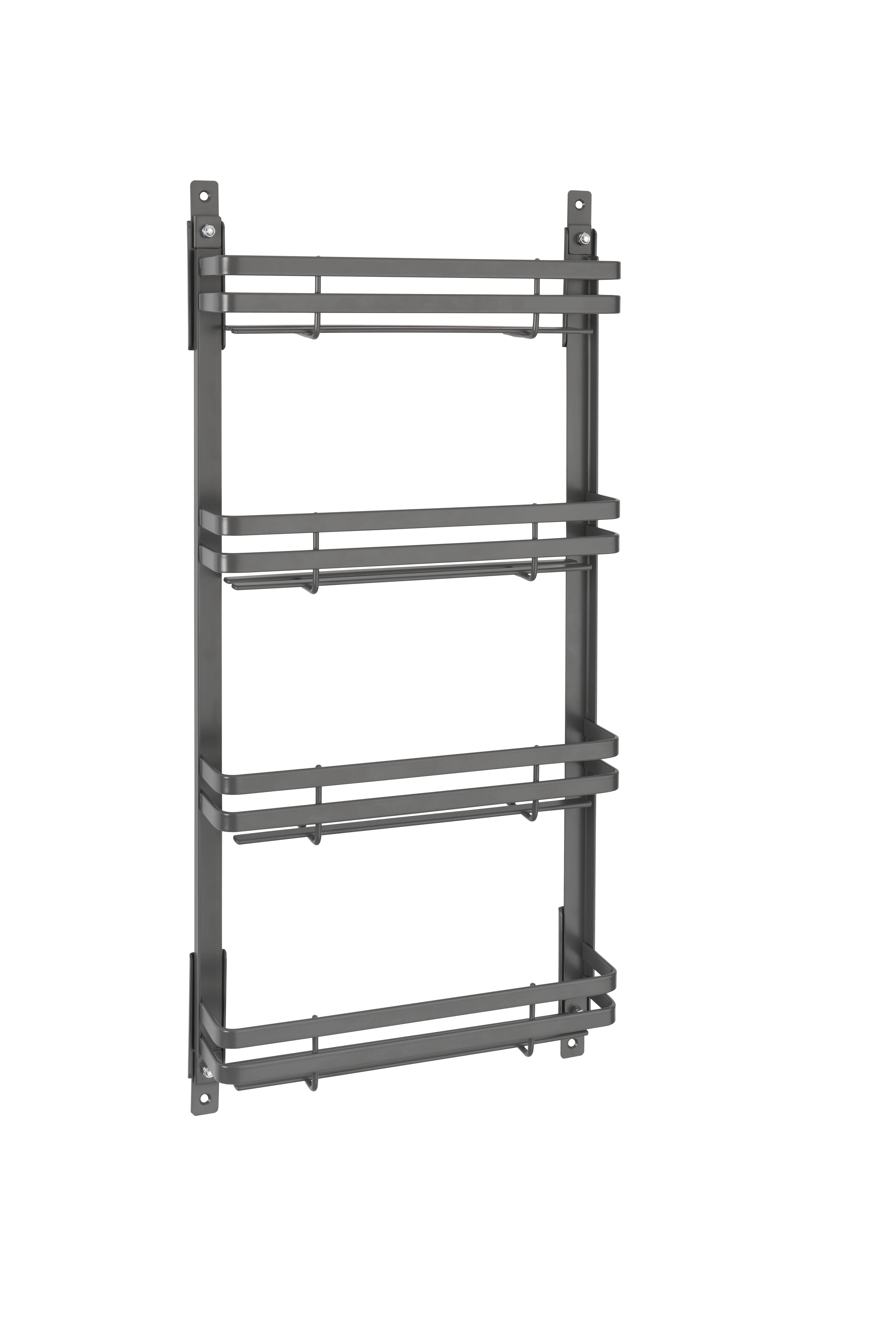 Rev-A-Shelf Medium Flat Metal Door Mount Spice Rack, Gray