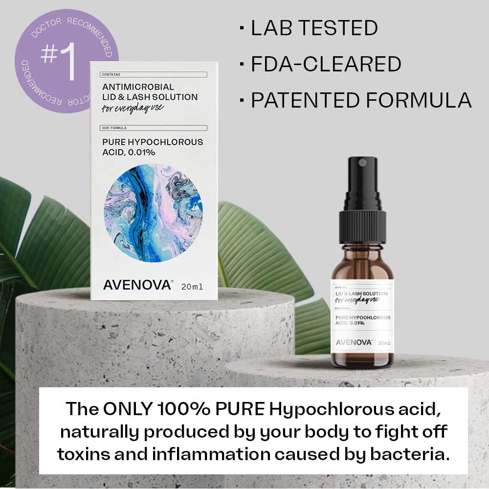 Avenova Eyelid and Eyelash Cleanser Spray 3 Pack – Gentle Everyday Hypochlorous Acid Lid and Lash Cleansing Spray for Clearer and Healthier Eyes, FDA Cleared Formula, 60mL (2.04oz)