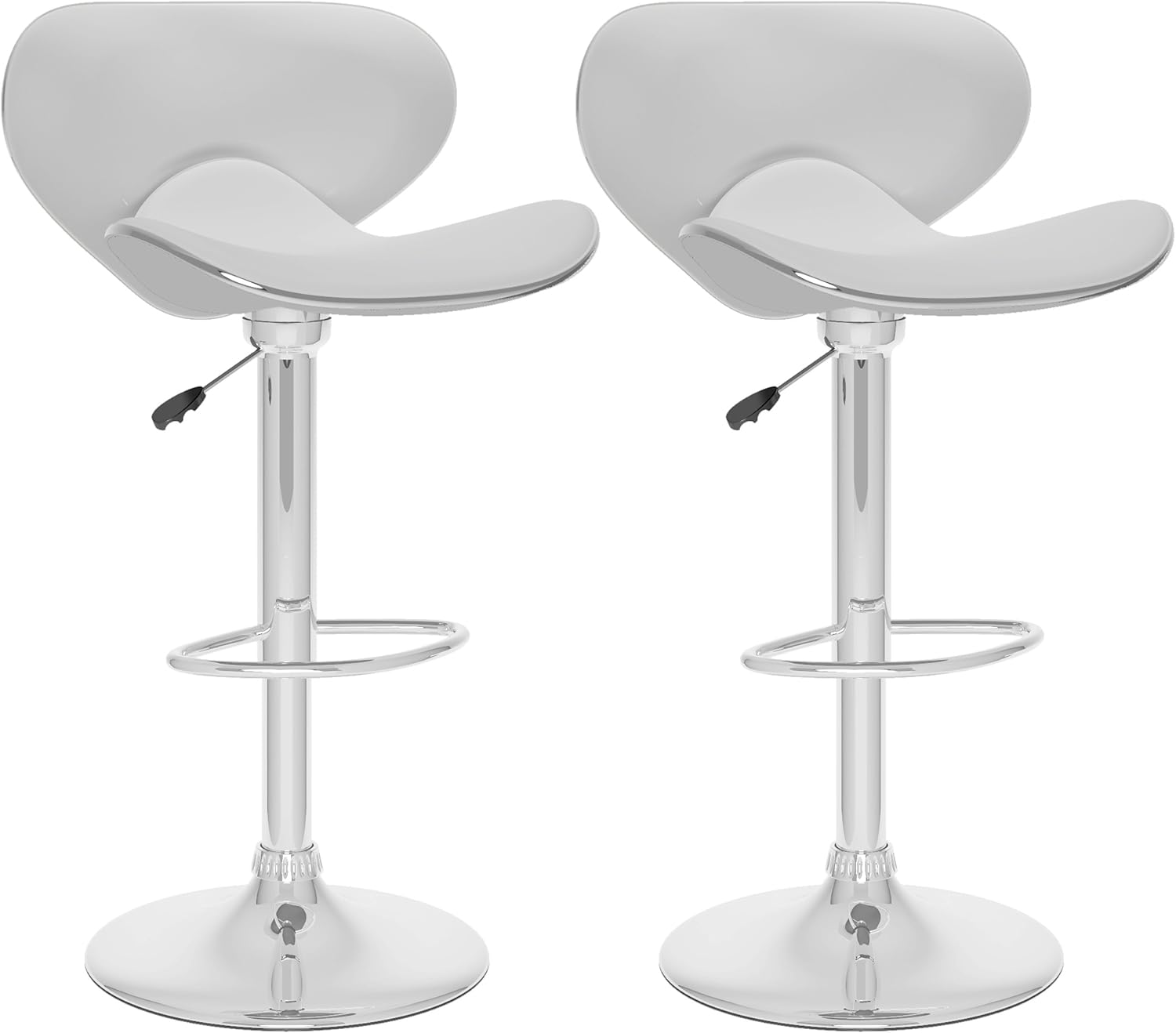 CorLiving Curved Form Fitting Adjustable Bar Stool, Black Leatherette, Set of 2