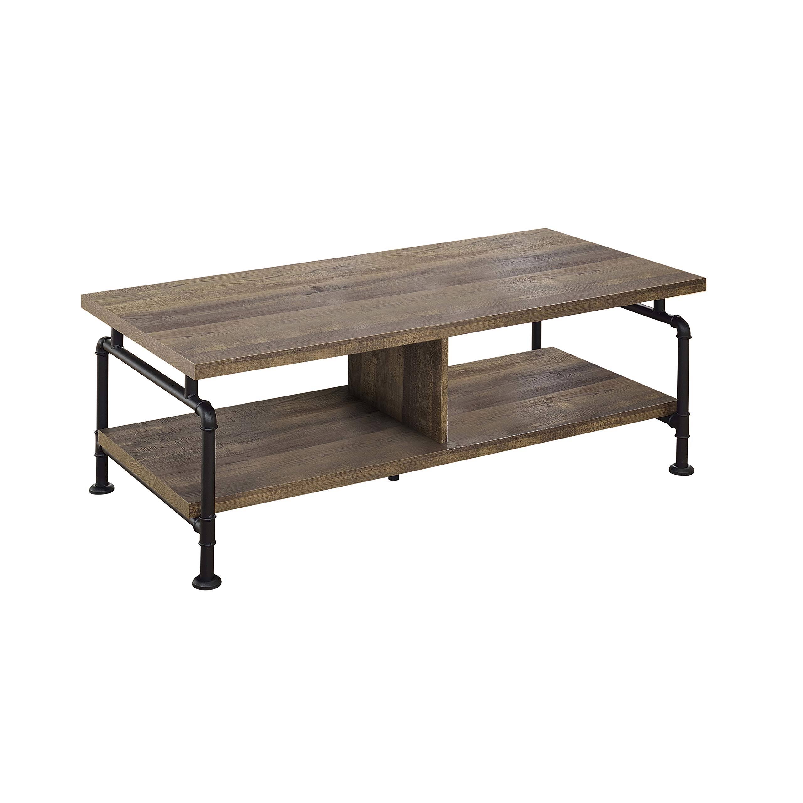 Coaster Furniture 705948 Rustic Oak and Black Coffee Table