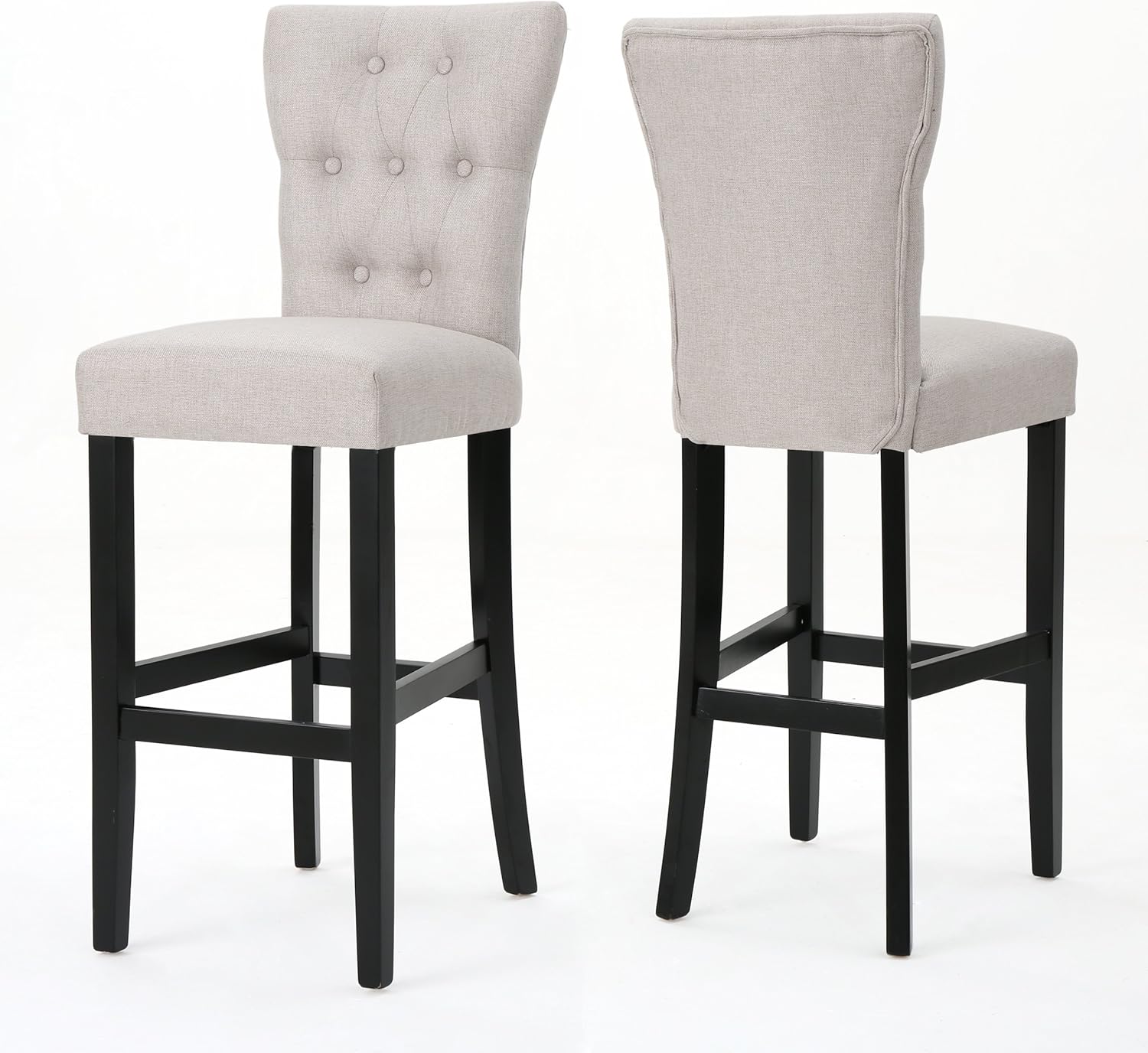 Christopher Knight Home Pia Fabric Barstools, 2-Pcs Set, Wheat / Matte Black