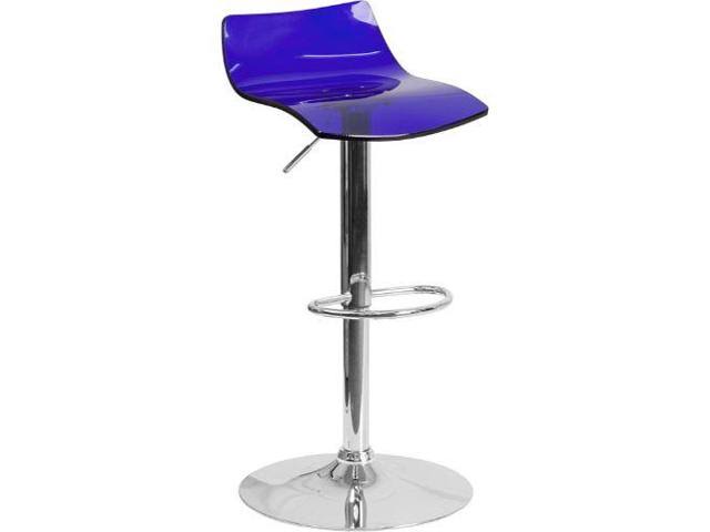 Flash Furniture Contemporary Transparent Acrylic Adjustable Height Barstool with Chrome Base - Blue
