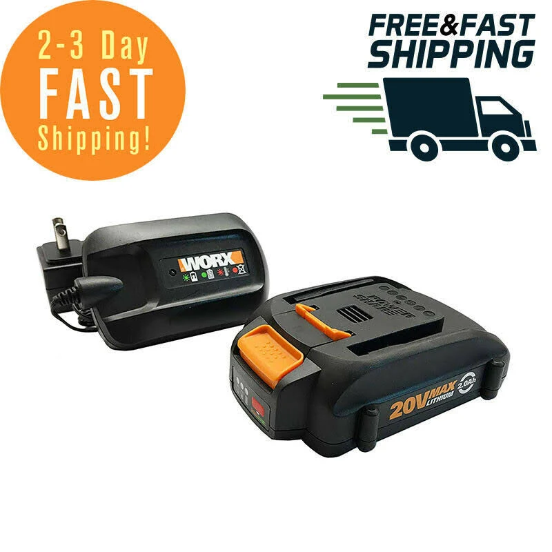 Worx WA3606 2.0Ah Indicator 5 HR Charging Time 20V Battery and Charger Black
