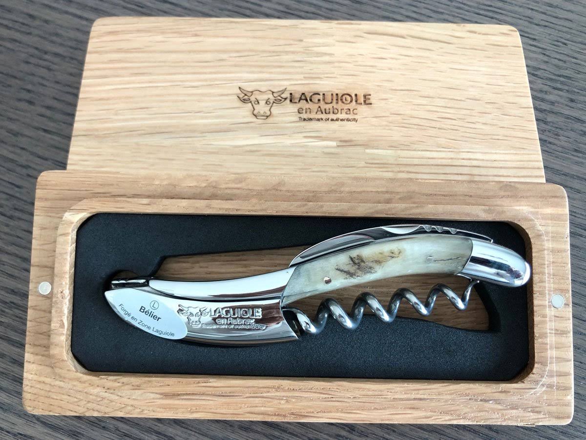 Laguiole en Aubrac Sommelier Waiter&s Corkscrew with Croute De Belier Ram Crust Handle