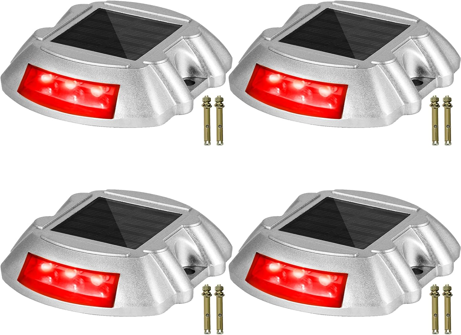 Happybuy Driveway Lights, Solar Driveway Lights, 6 LEDs Waterproof Wireless Dock Lights, 4-Pack
