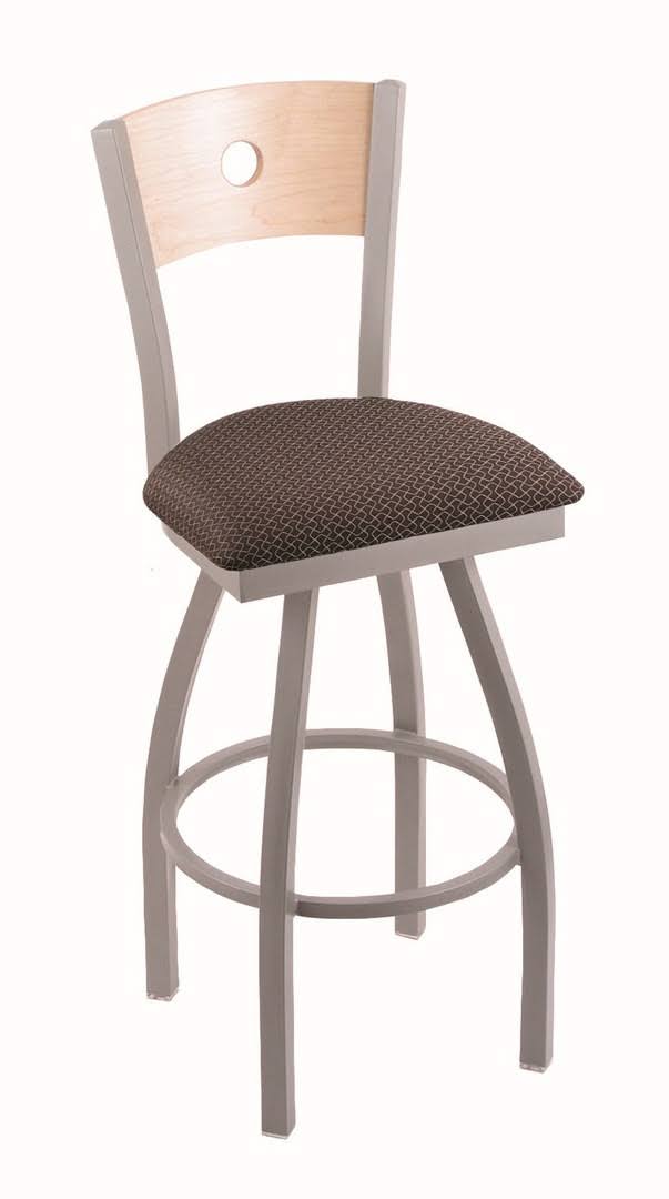Holland Bar Stool 83036ANNatMplBALDkBl 830 36x22 Voltaire Anodized Nickel Swivel Stool with Natural Maple Back and Allante Dark
