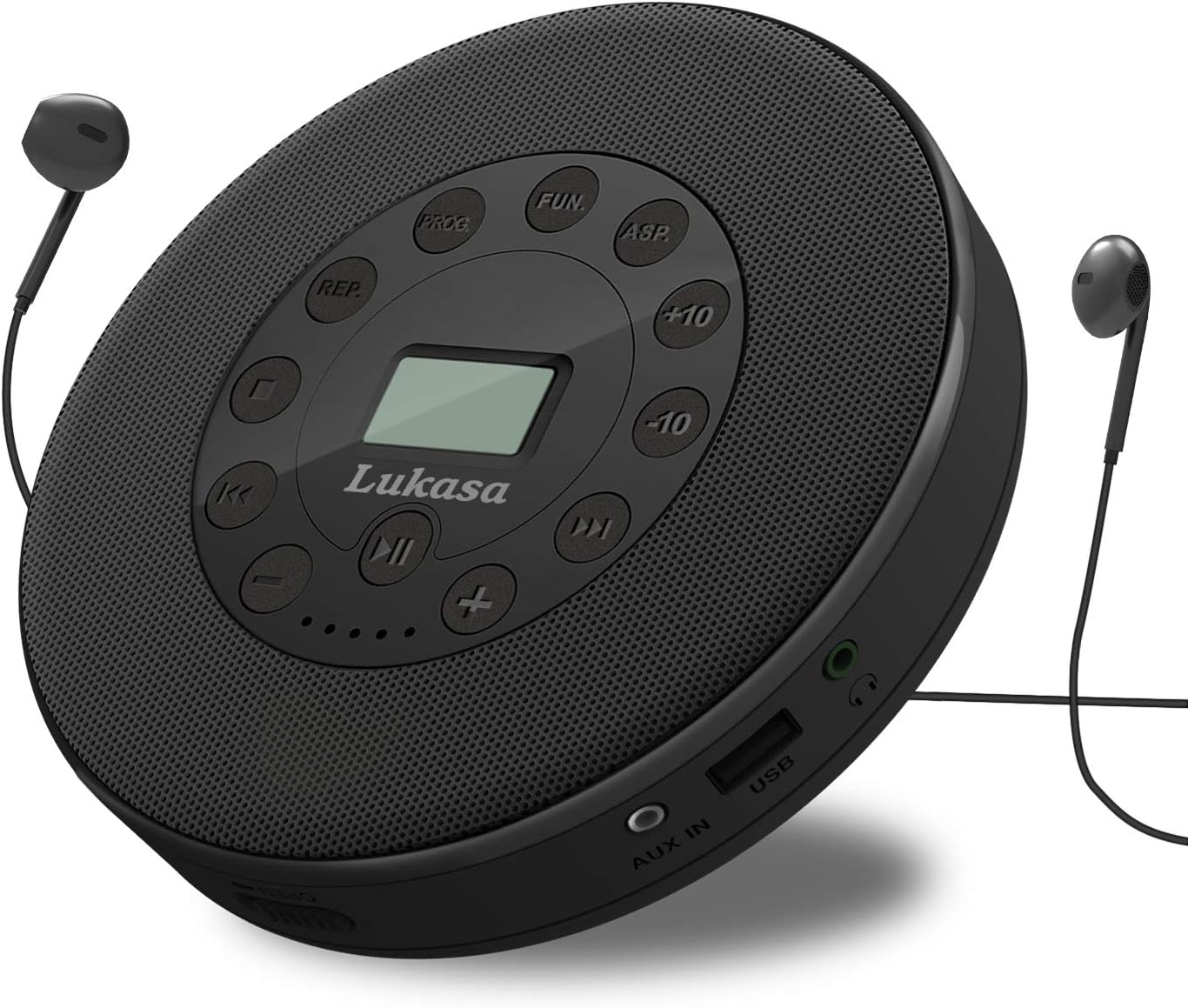 Rechargeable Portable Bluetooth CD Player, Lukasa Compact Music CD Disc Player for Home/Travel, Home Audio Boombox with Stereo Speaker & LCD Display, Support CD USB AUX Input, 2000mAh(White) Pack of 2