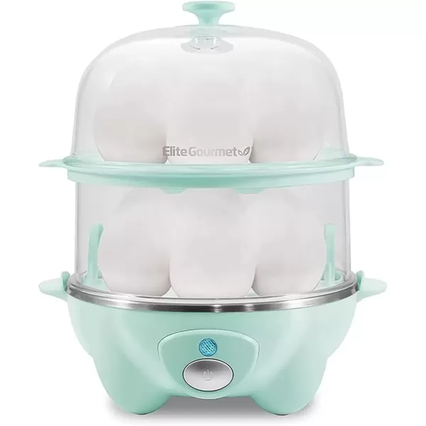 Egg Cookers EGC1405M 2-Tiered Rapid Egg Cooker, 5-Egg Poacher, Omelets, Soft, Medium, Hard-Boiled Eggs with Auto Shut-Off and Buzzer, BPA Free, 14 eggs, Mint(Mint)