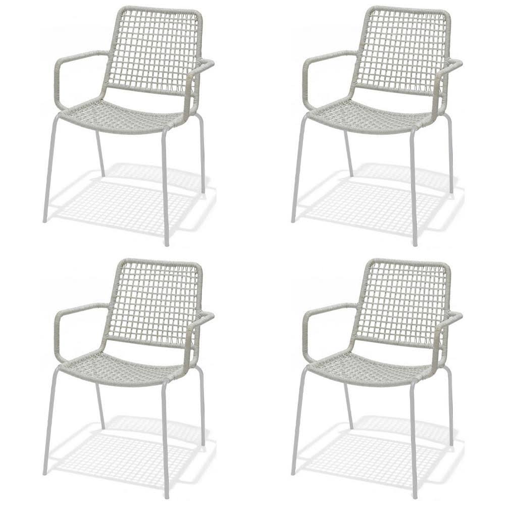 Amazonia Danube Gray Stacking Metal Outdoor Dining Chair (4-Pack)