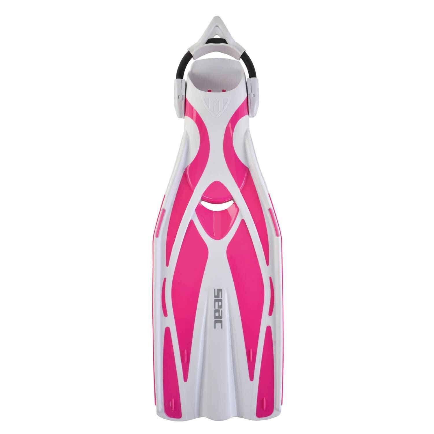 Seac F1 Open Heel Fin with Bungee Straps Fins X-Small/Small White/Pink