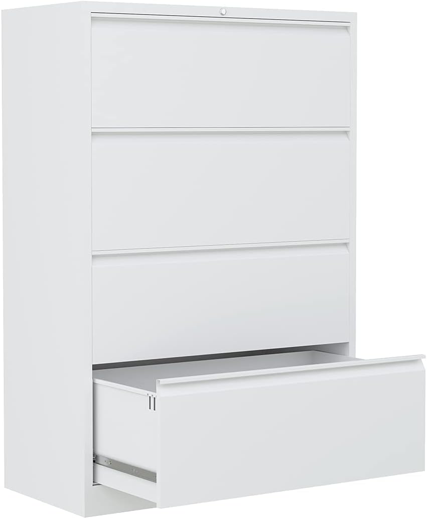 STEELCUBE Lateral File Cabinet, 4 Drawer Metal Storage File Cabinet with Lock, Metal Lateral File Cabinet for Home and Office, Assembly Required (Black)