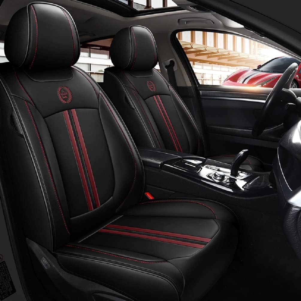 ZCJ NSK001 Leather Car Seat Covers, Premium PU Leather & Universal Fit for Auto Interior Accessories, Automotive Vehicle Cushion Cover for Most Cars SUVs Pick-upTrucks (Black)