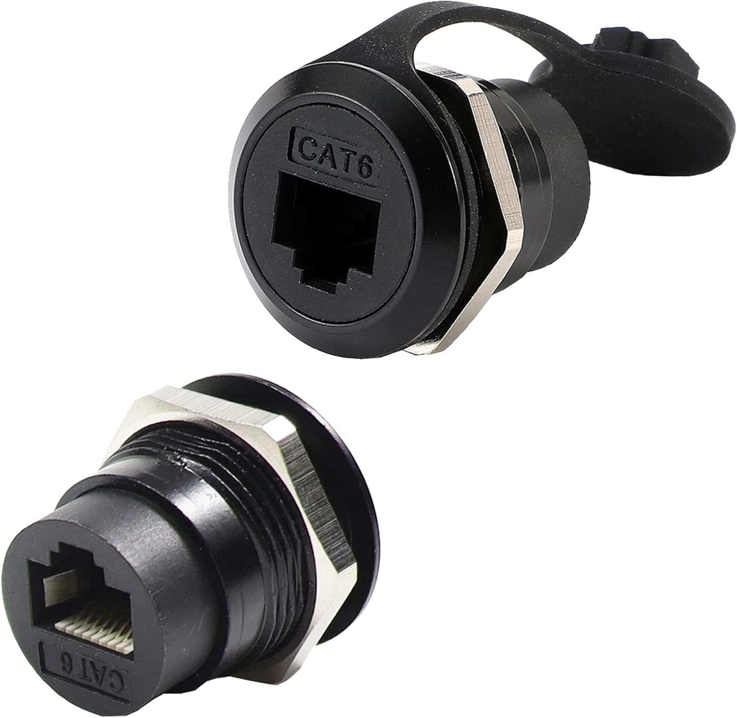 PENGLIN 2Pack RJ45 Panel Mount Coupler, Ethernet LAN Pass Through Connector, CAT6 Female to Female Bulkhead Extension Interface Adapter