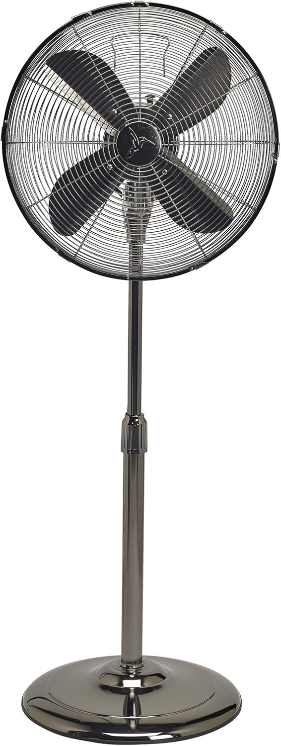 Oscillating Standing Floor Fan - Whisper Quiet Cooling Pedestal Fan, Adjustable 37-49 Inches Height, Large 16” Indoor Pedestal Fan for Your Bedroom, Office, Shop, House (Black Pearl) (Black)