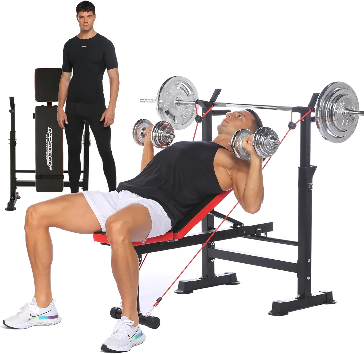 Adjustable Weight Bench Incline Seat Multi-Function Folding weight benches Fitness Workout Barbell Rack for Strength Training Home Gym