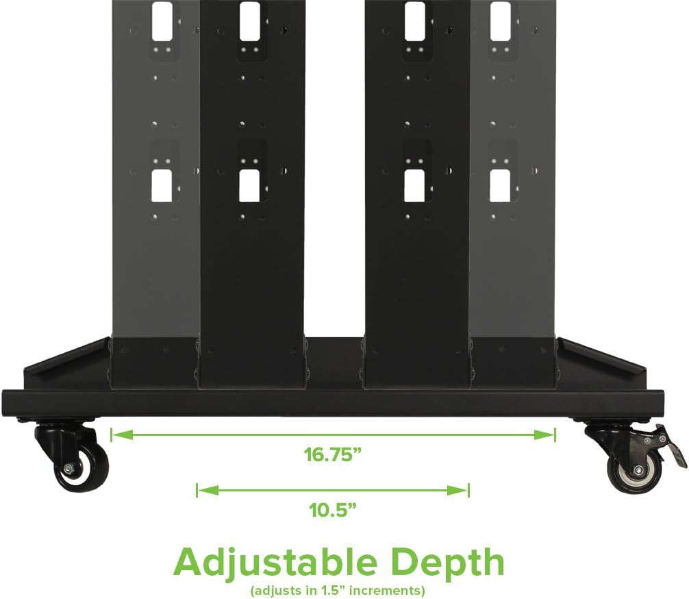 NavePoint 4ft Open Frame 19 Inch 22U 4-Post Network Server Relay Rack Rolling with Casters
