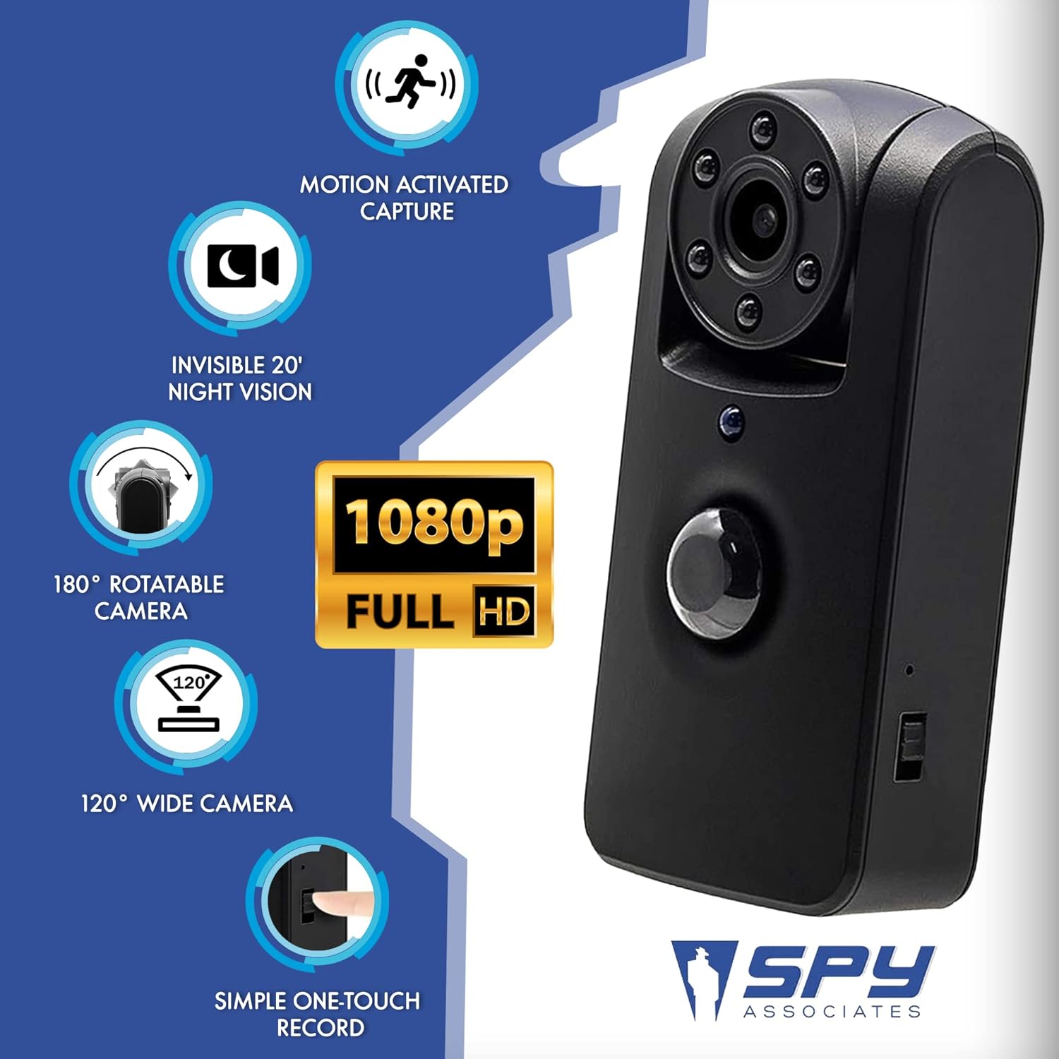 UltraMini Wireless Night Vision Camera - 180° Rotatable Wireless Security Camera Records 1080p Video - Motion Activated Recording Security Camera - Use as a Nanny Cam or Home Security Camera