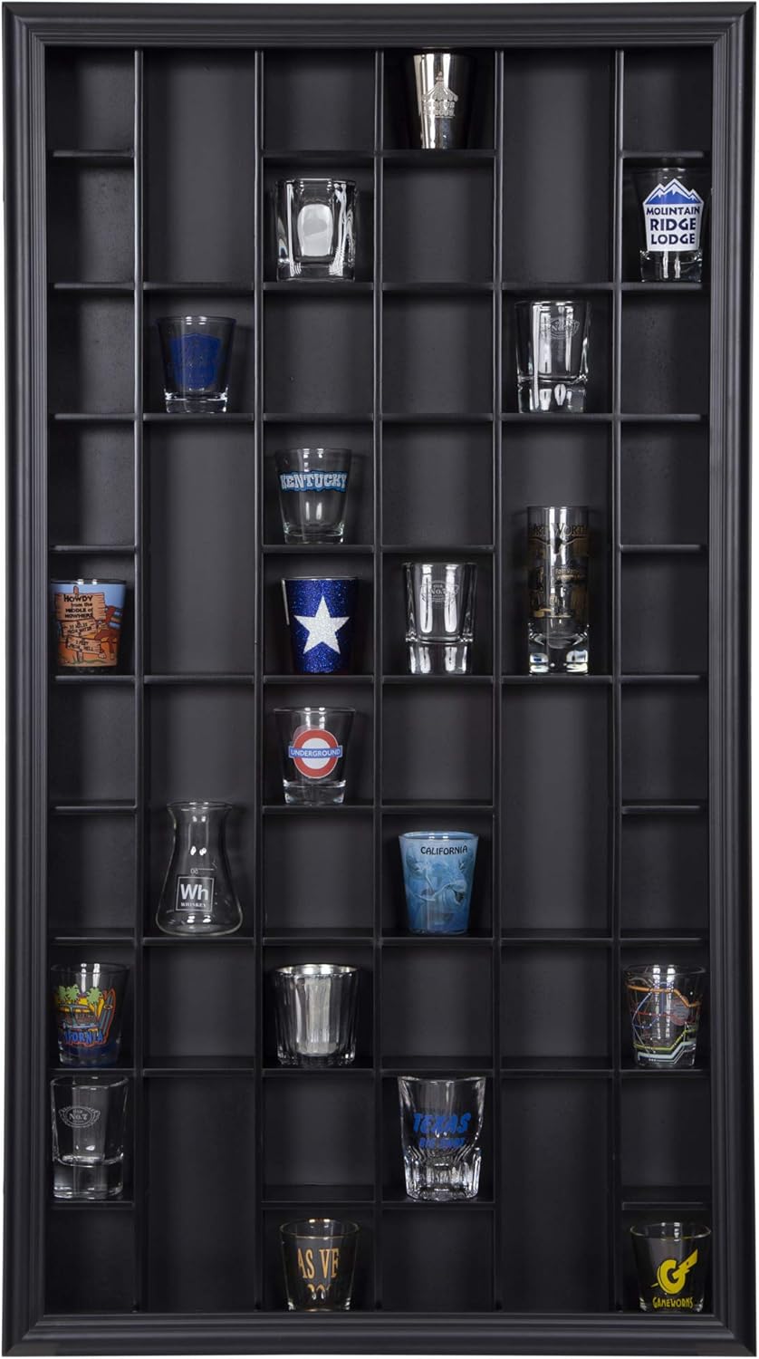 Gallery Solutions 17x32 Shot Cabinet with Glass Front, Black Display Cases, 17