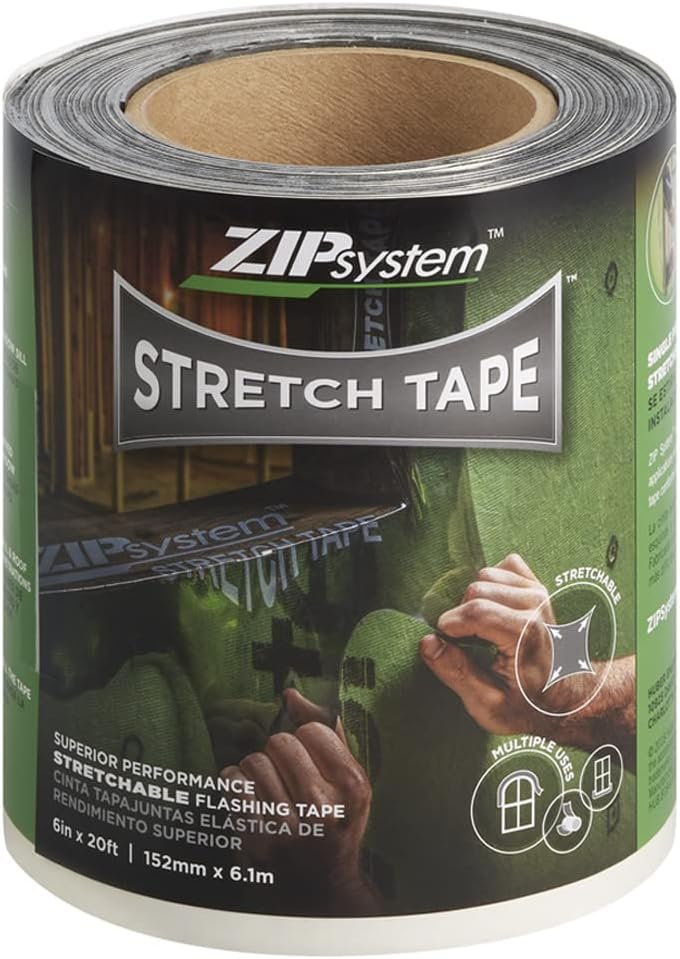 Huber ZIP System Stretch Tape | 6 inches x 20 feet | Self-Adhesive Flashing for Doors-Windows Rough Openings Pack of 2