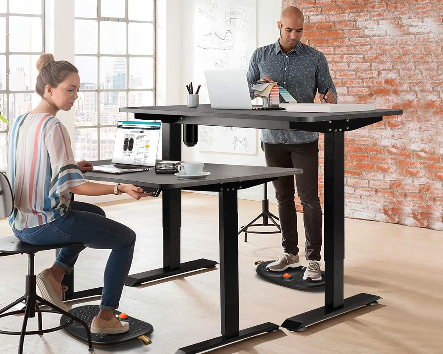 Standing Desk Mat Balance Board with Rollerball, Anti Fatigue Wooden Wobble Ergonomic Design, Office Comfort Floor Mat to Relieve Foot, Knee, and Back Pain, Non-Slip Bottom (Medium, 20.87