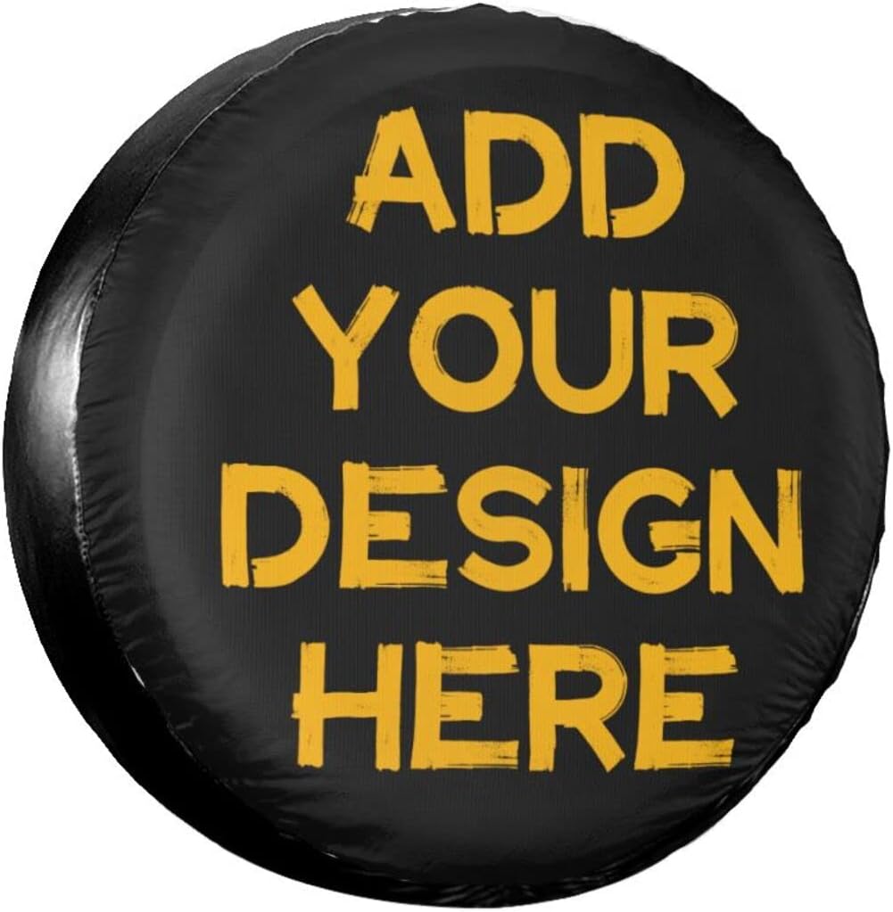 Custom Spare Tire Cover Personalized Tire Cover with Photo Picture Logo Text Fit for Universal Car Jeep Uv Truck SUV Wheel 14 Inch Pack of 2