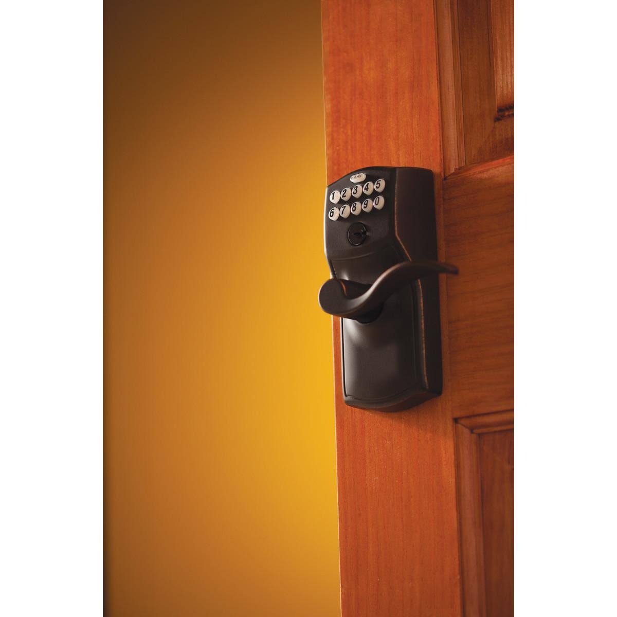 Schlage Camelot - Keypad Entry with Auto-Lock Door Antique Pewter Accent Lever
